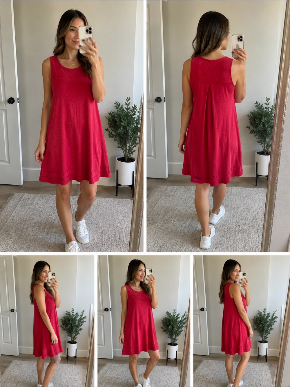 Horny Toad Red Tencel Organic Cotton Sleeveless A-Line Dress Women's XS